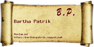 Bartha Patrik névjegykártya